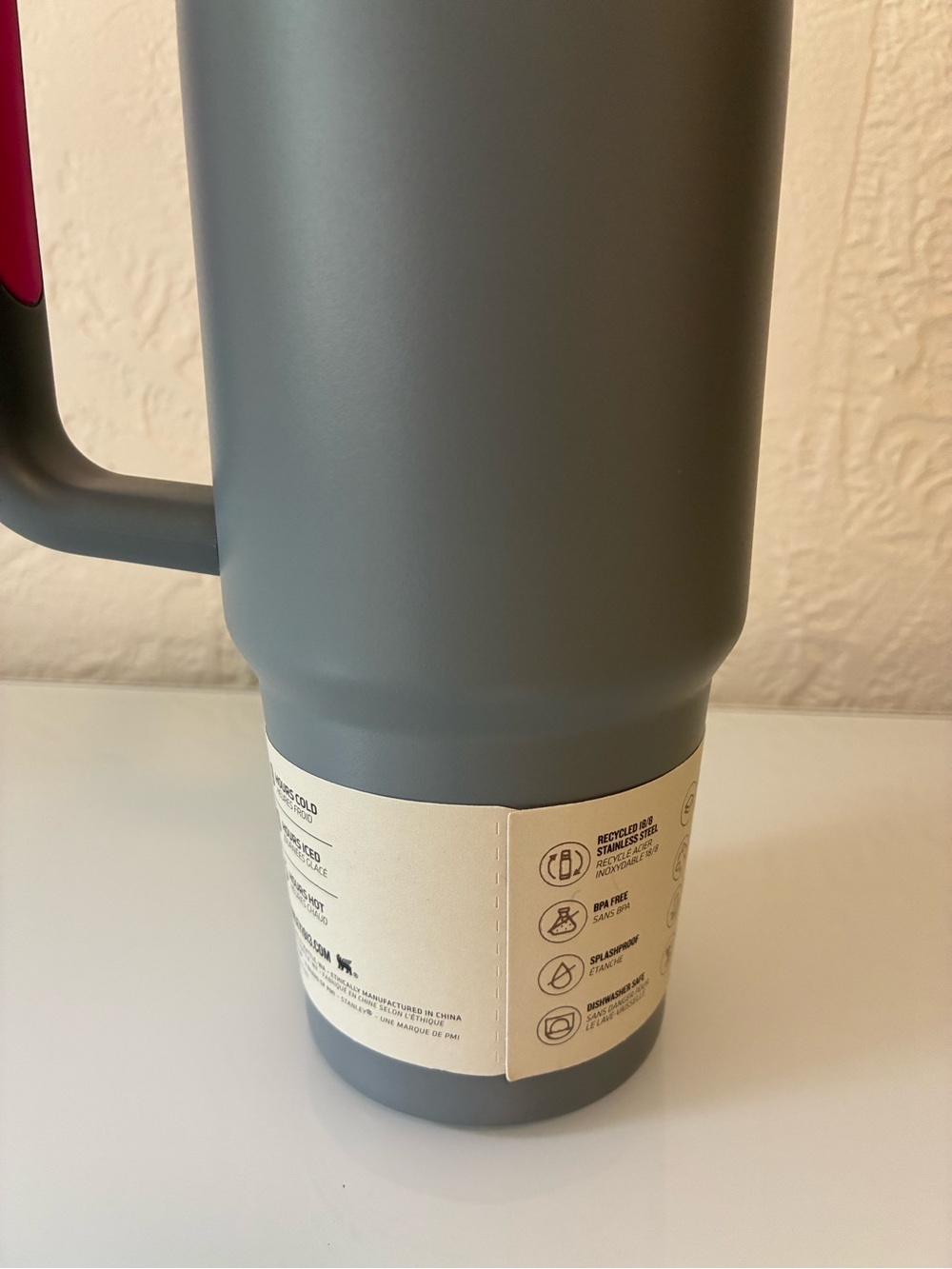 Stanley Gray and Pink Vacuum Mug Quencher 30 oz Handle - Picture 10 of 10